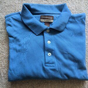 Size L Cambridge Classics The Performance Polo Blue Short Sleeved Buttoned Shirt